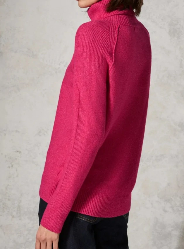 Cecil růžový svetr s rolákem, XXL