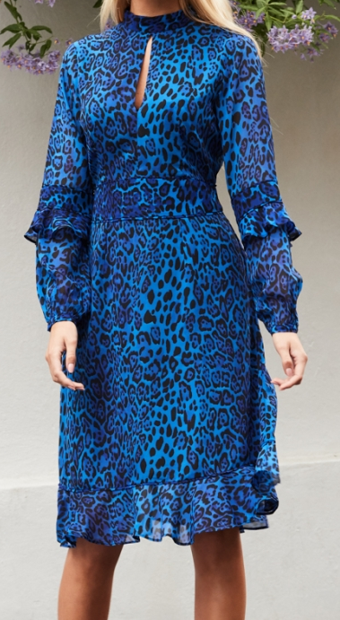 Modré šaty s leopardím vzorem Sosandar