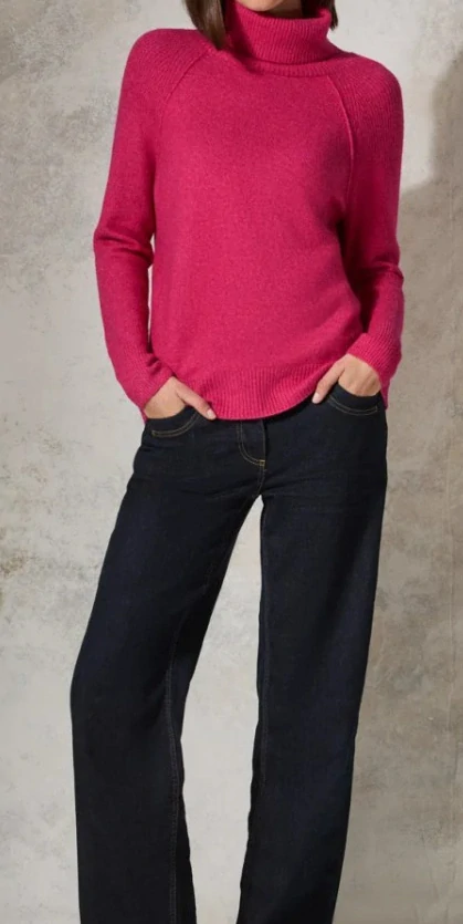 Cecil růžový svetr s rolákem, XXL